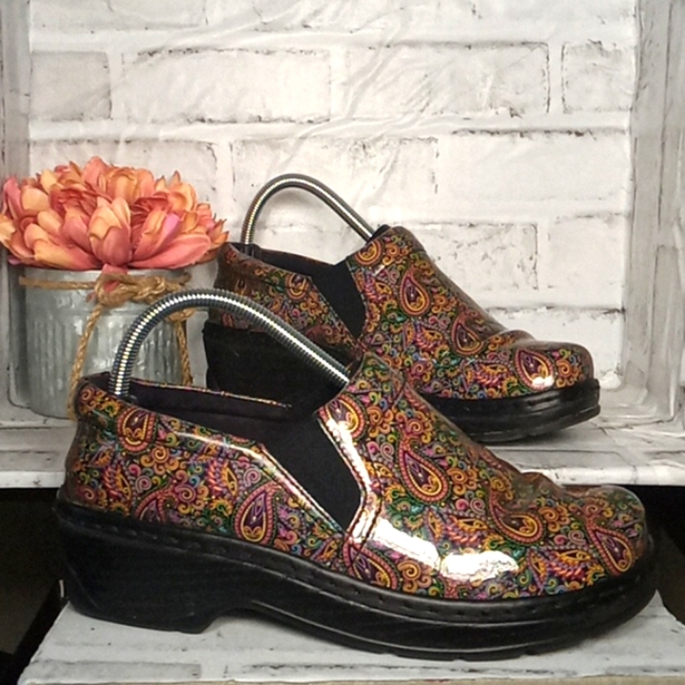 Klogs Naples Paisley Print / Hippie Patent Leather Slip On Size 9.5 M